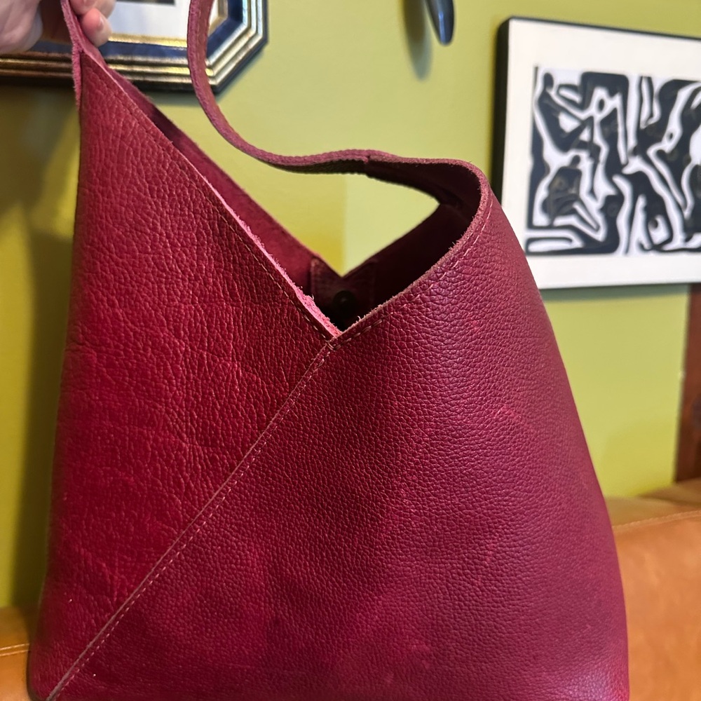Portland Leather Deep Red Hobo Bag - Picture 9 of 10